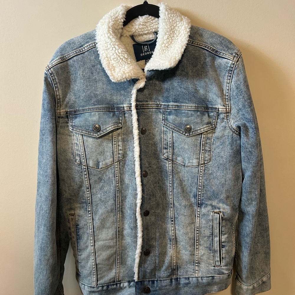 George Light Blue Sherpa-Lined Denim Jacket